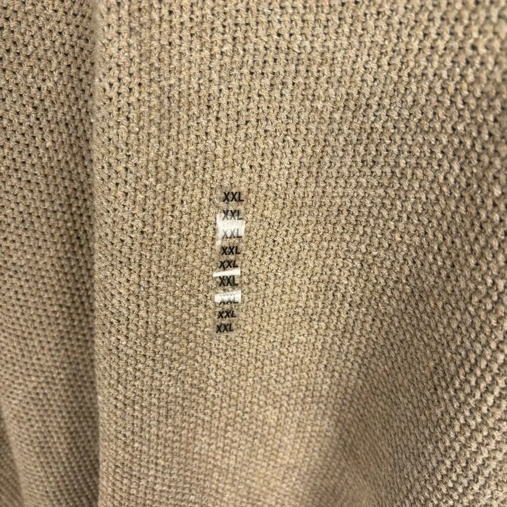 VTG Eddie Bauer NWT Henley Sweater Mens 2XL Tan Textured Knit Long Sleeve Button